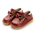 Dark Red Bow Baby Squeaky Shoes Girl (US 3-9)